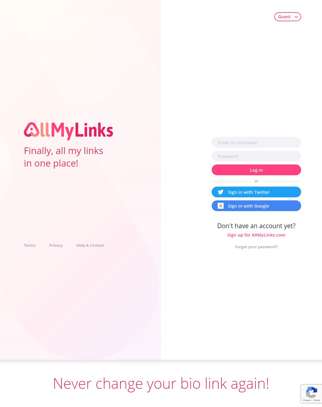 Screenshot of the phishing page