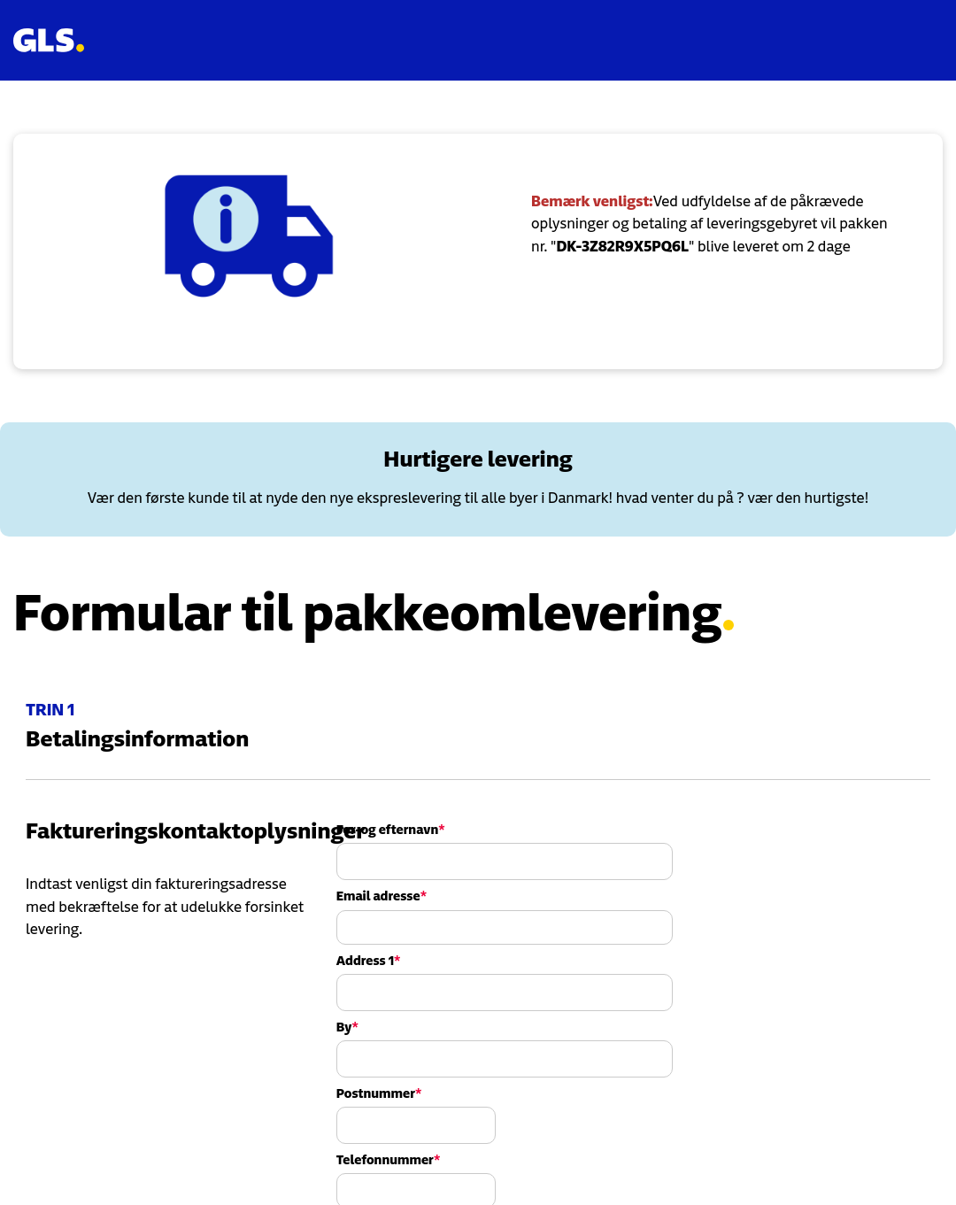 Screenshot of the phishing page